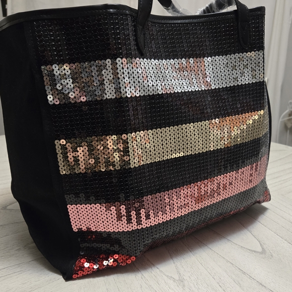 Victoria's Secret Handbags - Victoria's Secret NWT XL Sequin Tote Bag - Black, Gold, Pink, Red